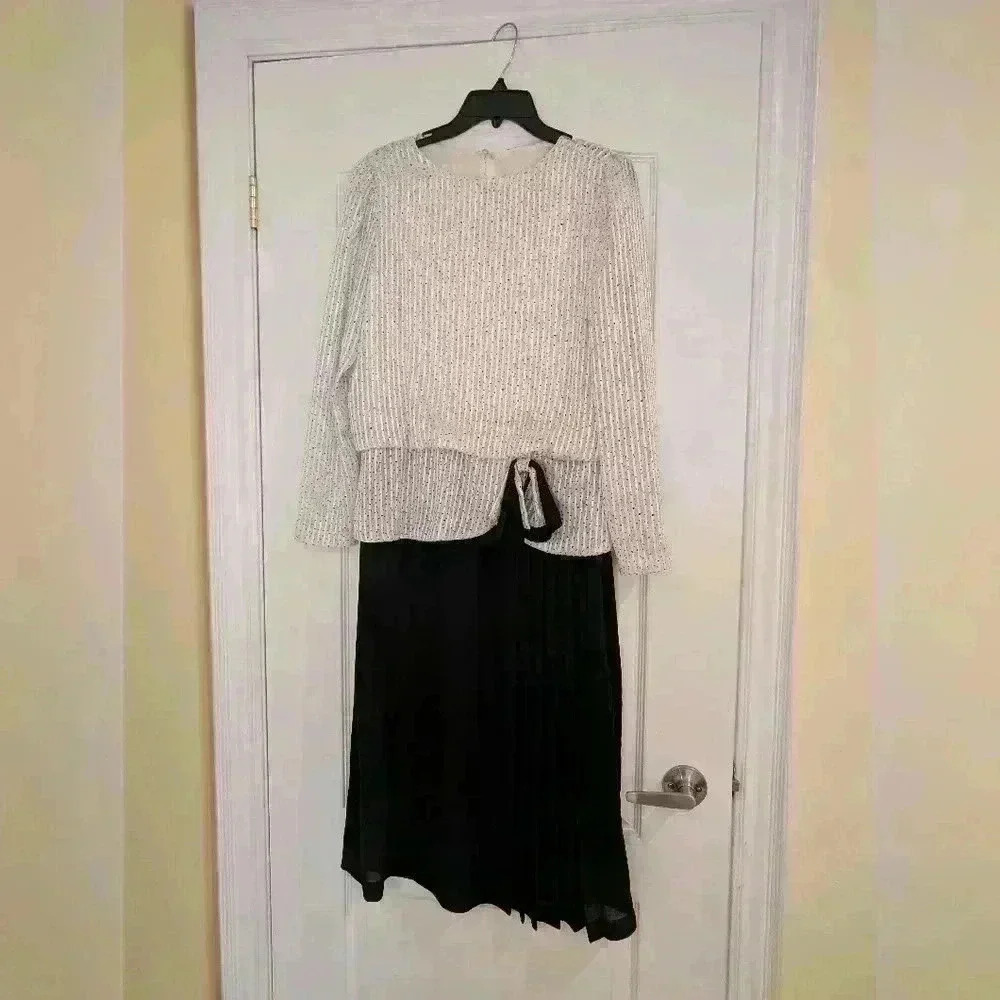 Vintage Joseph ribkoff 80s dress black and white